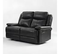 HOME LUXE INTERIOR Casper Black Leather 2 Seater Manual Recliner Sofa Comfort Seat | Size: 130 cm x 45 cm HOME LUXE INTERIOR Black 130 cm x 45 cm