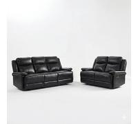 HOME LUXE INTERIOR Casper Black Leather 3 & 2 Seater Manual Recliner Sofa Set Pack | Size: 1000mm x 3000mm HOME LUXE INTERIOR Black 1000mm x 3000mm