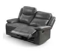 HOME LUXE INTERIOR Casper Grey Leather 2 Seater Manual Recliner Sofa Comfort Seat in Dark Grey | Size: 120 cm x 100 cm HOME LUXE INTERIOR Dark Grey 120 cm x 100 cm