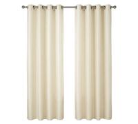 HOME LUXE INTERIOR Cream Faux Silk Fully Lined Eyelet Curtains - 1 Pair | Size: 167 cm width x 137 cm drop HOME LUXE INTERIOR Cream 167 cm width x 137 cm drop