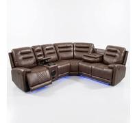 HOME LUXE INTERIOR Daytona Brown Electric Leather Corner Recliner - Bluetooth & LED HOME LUXE INTERIOR Brown
