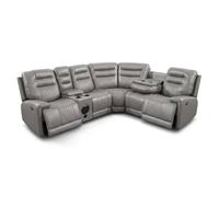 HOME LUXE INTERIOR Daytona Grey Electric Leather Corner Recliner - Bluetooth & LED Hub HOME LUXE INTERIOR Grey