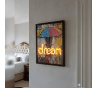 HOME LUXE INTERIOR 'DREAM' Neon LED Wall Art - 40x60cm with Umbrella Canvas USB | Size: 40x60 cm HOME LUXE INTERIOR Multicolor 40x60 cm