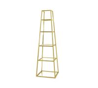 HOME LUXE INTERIOR Logan Gold & Clear Glass 5 Tier Ladder Display Unit HOME LUXE INTERIOR Gold