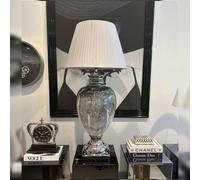 HOME LUXE INTERIOR Marble Effect Table Lamp With Grey Round Shade Extra Large HOME LUXE INTERIOR Multicolor