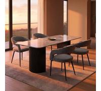 HOME LUXE INTERIOR Olympia Grey Ceramic Dining Table & 4 Chairs Set 160cm HOME LUXE INTERIOR Grey