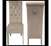 HOME LUXE INTERIOR Pair of 2 Sofia Beige ( Mink ) Lion Knocker Chairs | Size: 1 Seater HOME LUXE INTERIOR Beige 1 Seater