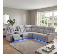 HOME LUXE INTERIOR Rico Grey Fabric Electric Recliner Corner Sofa with LED & Bluetooth HOME LUXE INTERIOR Grey