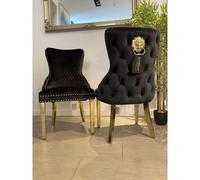 HOME LUXE INTERIOR Set Of 2 Black Victoria Dining Chairs With Gold Legs | Size: 1 Seater HOME LUXE INTERIOR Black 1 Seater