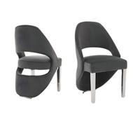 HOME LUXE INTERIOR Set of 2 Santorini Grey & Silver Dining Chairs | Luxury Shimmer Fabric HOME LUXE INTERIOR Grey