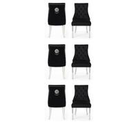 HOME LUXE INTERIOR Set of 6 Majestic Hudson Black Leather Lion Knocker Dining Chairs HOME LUXE INTERIOR Black