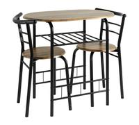 HOME LUXE INTERIOR Tromso Breakfast Table Set 3pc - Rustic Oak Table & 2 Chairs in Black HOME LUXE INTERIOR Black
