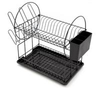 Home Luxe Interiors 2-Tier Dish Drainer Rack - Black Powder Coated Iron Wire
