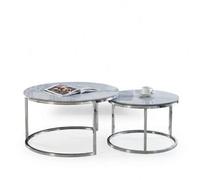 Home Luxe Interiors Aria White Marble And Gold Nesting Coffee Tables - Set Of 2, 80Cm
