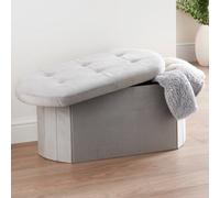 Home Luxe Interiors Curved Oval Folding Storage Large Grey Ottoman Seat