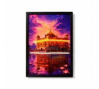 Home Luxe Interiors Golden Temple Neon Led Wall Art 40X60Cm Usb Powered Frame Decor