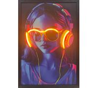 Home Luxe Interiors Headphones Girl Neon Led Wall Art 40 X 60