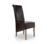 Home Luxe Interiors Krista Dark Brown Set Of 2 Leather Roll Back Dining Chair