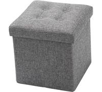 Home Luxe Interiors Luxurious Foldable Square Grey Linen Storage Box Seat Ottoman