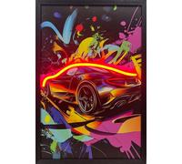 Home Luxe Interiors Luxury Sports Car Neon Led Wall Art 40 X 60 Cm