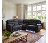 Home Luxe Interiors Montana Black Fabric Electric Recliner Corner Sofa With Led & Usb