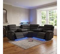 Home Luxe Interiors Montana Dark Grey Fabric Electric Recliner Corner Sofa With Bluetooth