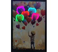 Home Luxe Interiors Multicolour Heart Balloons Neon Led Wall Art 40 X 60 Cm