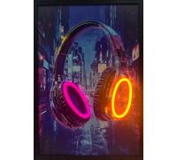 Home Luxe Interiors Neon Led Cyberpunk Headphones Wall Art 40 X 60 Cm