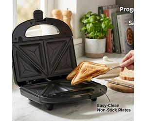 Home Luxe Interiors Progress Mellow 2-Slice Sandwich Maker - 750W Non-Stick Toaster, Blue