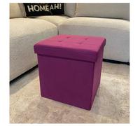 Home Luxe Interiors Purple Square Foldable Brushed Velvet Storage Box Pouffe Seat Ottoman
