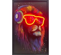 Home Luxe Interiors Rave Party Lion With Headphones Neon Led Wall Art 40 X 60 Cm