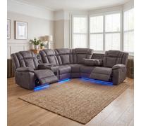 Home Luxe Interiors Rico Dark Grey Electric Recliner Corner Sofa With Led & Bluetooth