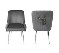 Home Luxe Interiors Set Of 2 Marco Dining Chair Brushed Velvet Grey