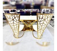Home Luxe Interiors Set Of 2 Vienna Cream & Gold Dining Chairs