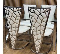 Home Luxe Interiors Set Of 2 Vienna Dining Chairs Mink Cream & Silver