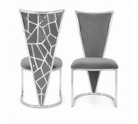 Home Luxe Interiors Set Of 2 Vienna Grey & Silver Dining Chairs