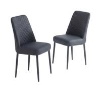 Home Luxe Interiors Set Of 4 Oxford Black Pu Leather Dining Chairs With Slim Metal Legs