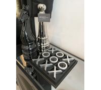 Home Luxe Interiors This Premium Tic Tac Toe Game Embodies A Sl ontemporary Black Wooden Design Along With Complementary Silver Noughts And Cross