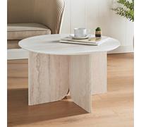 Home Luxe Interiors Travertine Round Cream Wooden Coffee Table