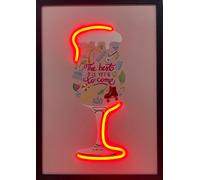 Home Luxe Interiors Wine Glass Doodle Pop Art Canvas With Red Neon Outline 40 X 60 Cm