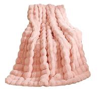 Home Luxury Bubble Faux Fur Throw Blanket, Soft and Warm Thick Furry Throw Blankets Delicate Texture Fluffy Plush Blanket for Sofa Couch Bed Living Room,Pink,40"*62"