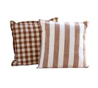 Home Maison QABANE - LOURMARIN - 100% Cotton Cushion Cover - Reversible - Authentic and Friendly Style - Living Room Bedroom Sofa Armchair - 45 x 45 cm - Terracotta