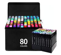 Home Markt24 Alcohol Markers, Double Sided Pens, Set of 80 + Bag - High Pigmentation, Waterproof, Durable, Perfect for Artists and Colouring Books
