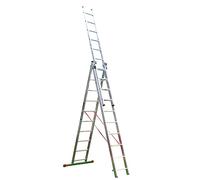 Home Master® 3 Section Combination Ladder | A-Frame, Extension Ladder, Step Ladder | Lightweight Aluminium | Stabiliser Bar | 150kg Weight Rating | EN131 Certified (10 Rung)