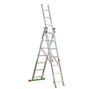 Home Master® 3 Section Combination Ladder | A-Frame, Extension Ladder, Step Ladder | Lightweight Aluminium | Stabiliser Bar | 150kg Weight Rating | EN131 Certified (7 Rung)