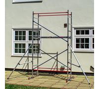 Home Master DIY Scaffold Tower | Aluminium at-Home Scaffolding | 150kg Load Capacity, Quick Assembly, Trapdoor Platform | 4m + 2 Outriggers