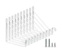 HOME MASTER HARDWARE 10 Pack Heavy Duty Closet Shelf & Rod Brackets, Wall Mounted Adjustable Closet Shelves Bracket with Rod Support for Both Shelf Storage and Closet Rod White