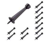 HOME MASTER HARDWARE 12-Pack Heavy Duty Solid Rigid Door Stop - 3" Door Stopper with Matte Black Finish and plasticsTip for Wall and Door Protection