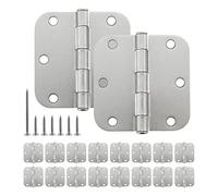 HOME MASTER HARDWARE 18 Pack Rounded Satin Nickel Door Hinges, 3.5 Inch Interior Door Hinges, 5/8" Radius Corners Residential Bedroom Door Hinge for Office/Bedroom/Study Living Room