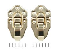 HOME MASTER HARDWARE 2 Pack Duckbilled Hasp Latch Chest Latch Toggle Hasp Latches with Screws for Jewelry Box Ordinary Box Wooden Case Furniture Decoration Bright Brass Finish